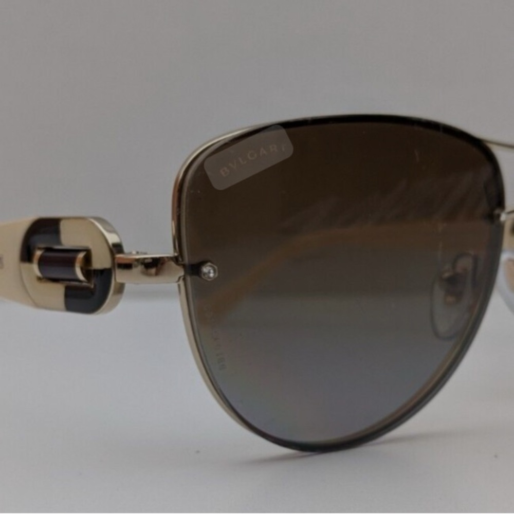 Bulgari Gold Aviator Sunglasses with Double Bridge